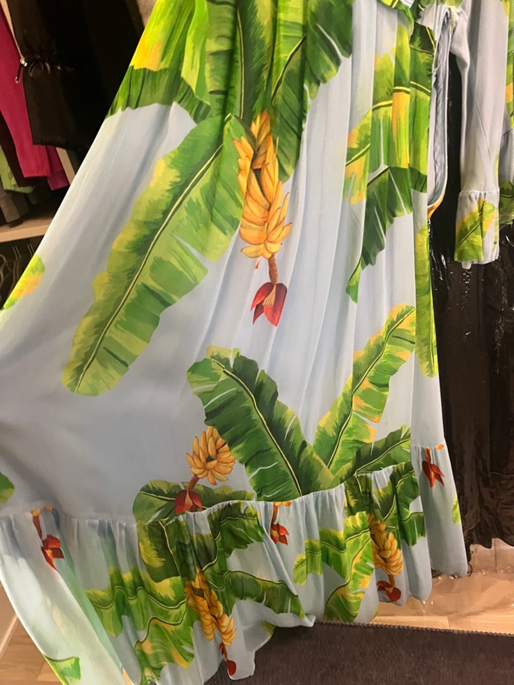 FARM Rio Blue Tropical Banana Leaf Maxi Dress - Picture 2 of 9
